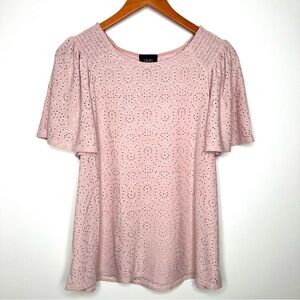 Anthropologie Blush Eyelet Top